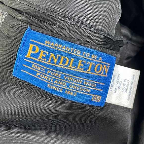 Pendleton Mens 40 Herringbone 100% Virgin Wool Blazer Jacket Elbow Patch Western - Picture 3 of 11